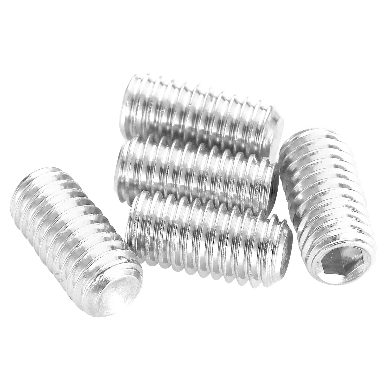 1/4-20 x 1/4" Hex Allen Head Socket Set Screws Grub Screw Bolts, 304 Stainless Steel Internal Hex Drive Cup-Point Screws with Hex Wrenches, 30 PCS