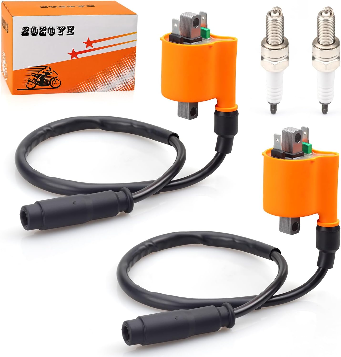 2 Set Ignition Coil + Spark Plug & Cap for Kawasaki Teryx4 800 KRT800 Teryx 800 KRF800 Teryx4 750 KRT750 Teryx 750 KRF750 Brute Force 750 KVF750 4x4i 2008-2023