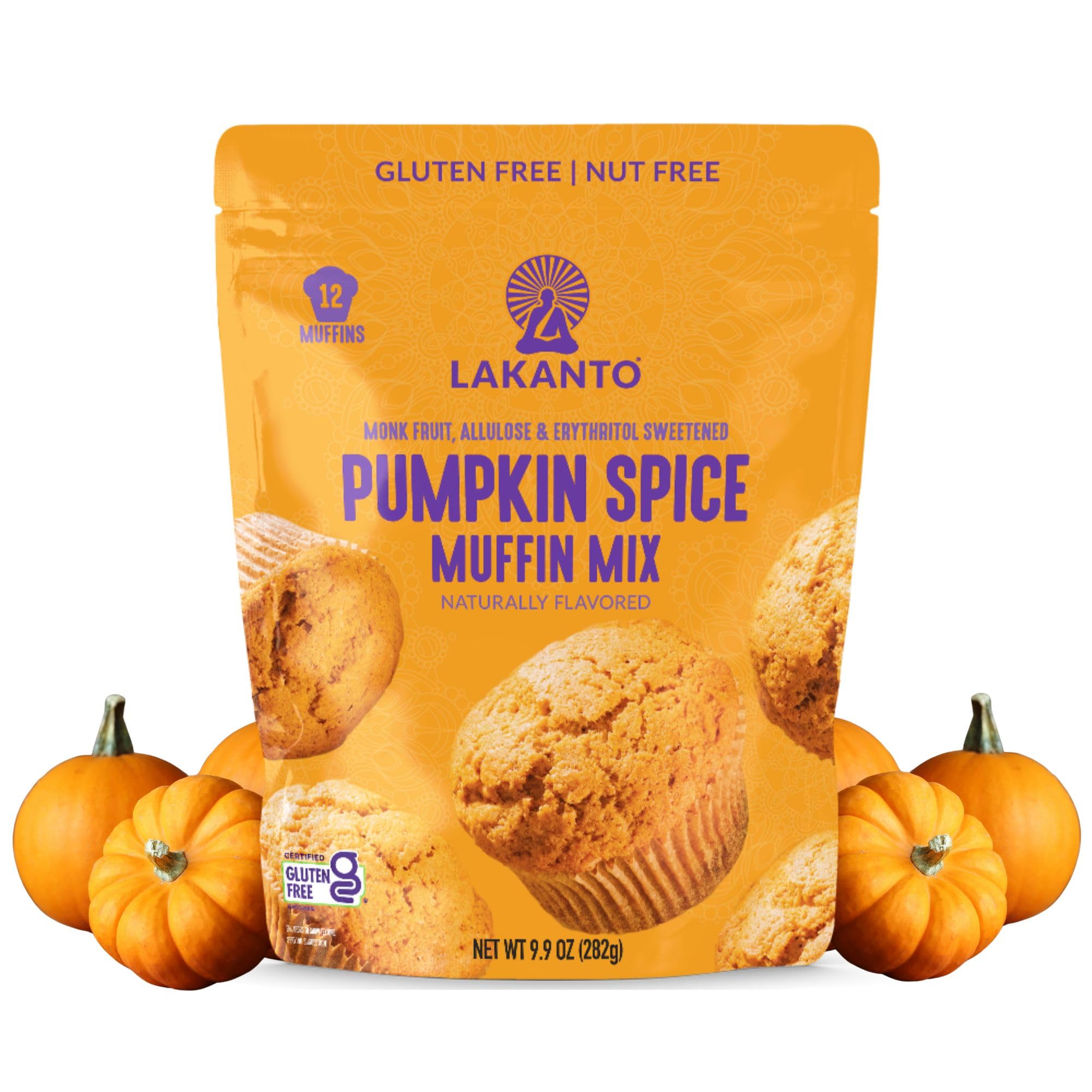 Pumpkin Spice Muffin Mix - Gluten Free, Nut Free, Sweetened with Monk Fruit, Allulose, Erythritol, Pumpkin Spice Bread, Fluffy, Great Tasting, Easy to Bake (9.9 Oz)
