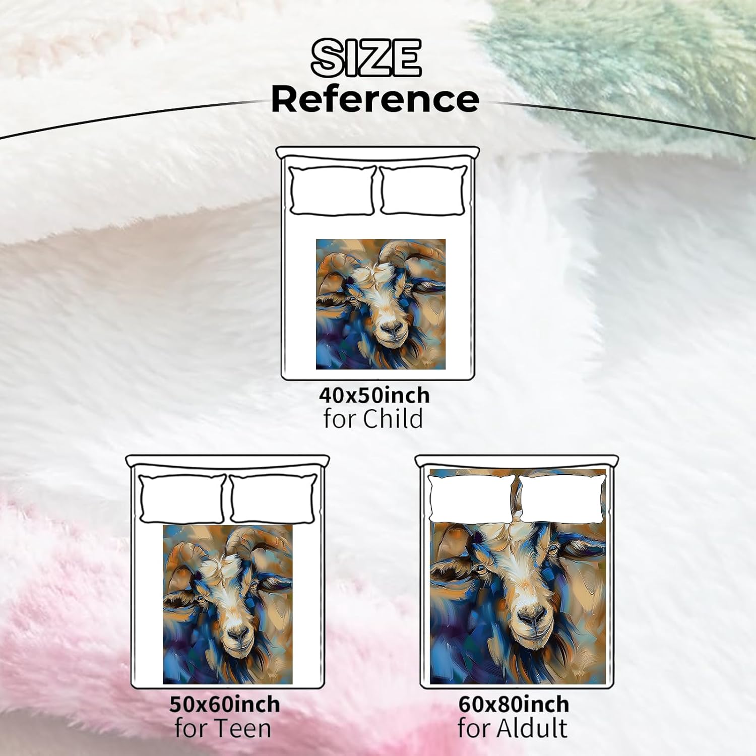 Colorful Goat Blanket Artistic Goat Soft & Warm Flannel Fleece Throw Blankets - Cozy, Lightweight, Plush Comfort for Couch, Bed, Travel, and Outdoor Use 60x50 inch - Image 4