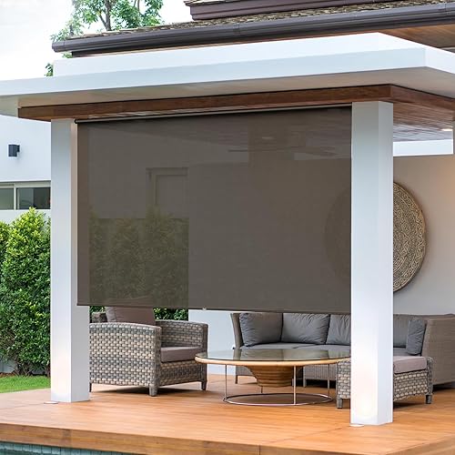 Miniatura 2 de Persianas enrollables para patio y exteriores (6 pies de ancho x 8 pies de alto), materiales mejorados, 95% de bloqueo UV, persianas para patio al