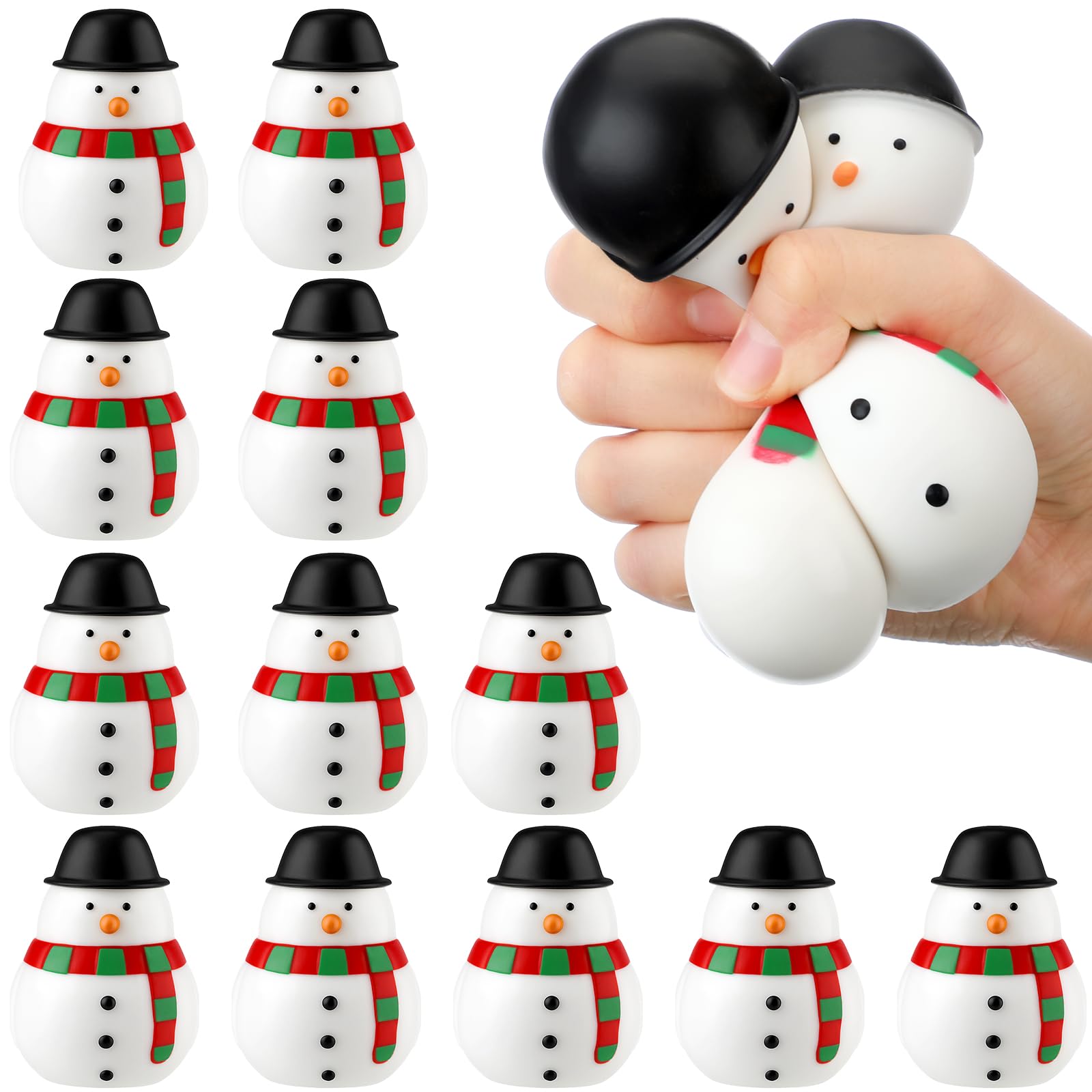 Meooeck 12 Pcs Snowman Stress Relief Cute and Fun Christmas for Birthday Party Christmas Stocking Stuffer Supplies Favors and Decorations Ideal for Autism — image 1