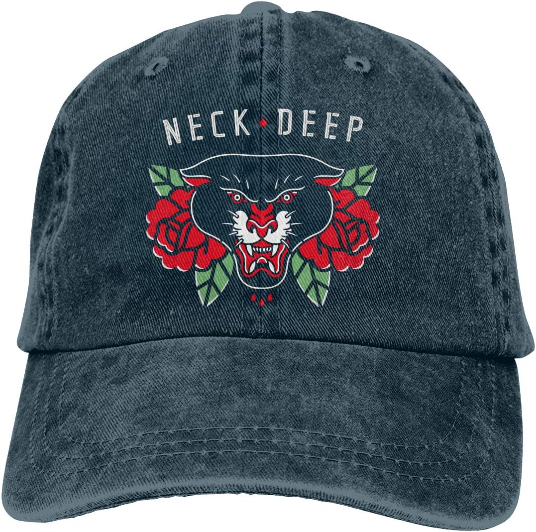 Neck Deep Band Hat Denim Baseball Cap Adjustable Trucker Cap Dad Ball Hat for Men Women Navy