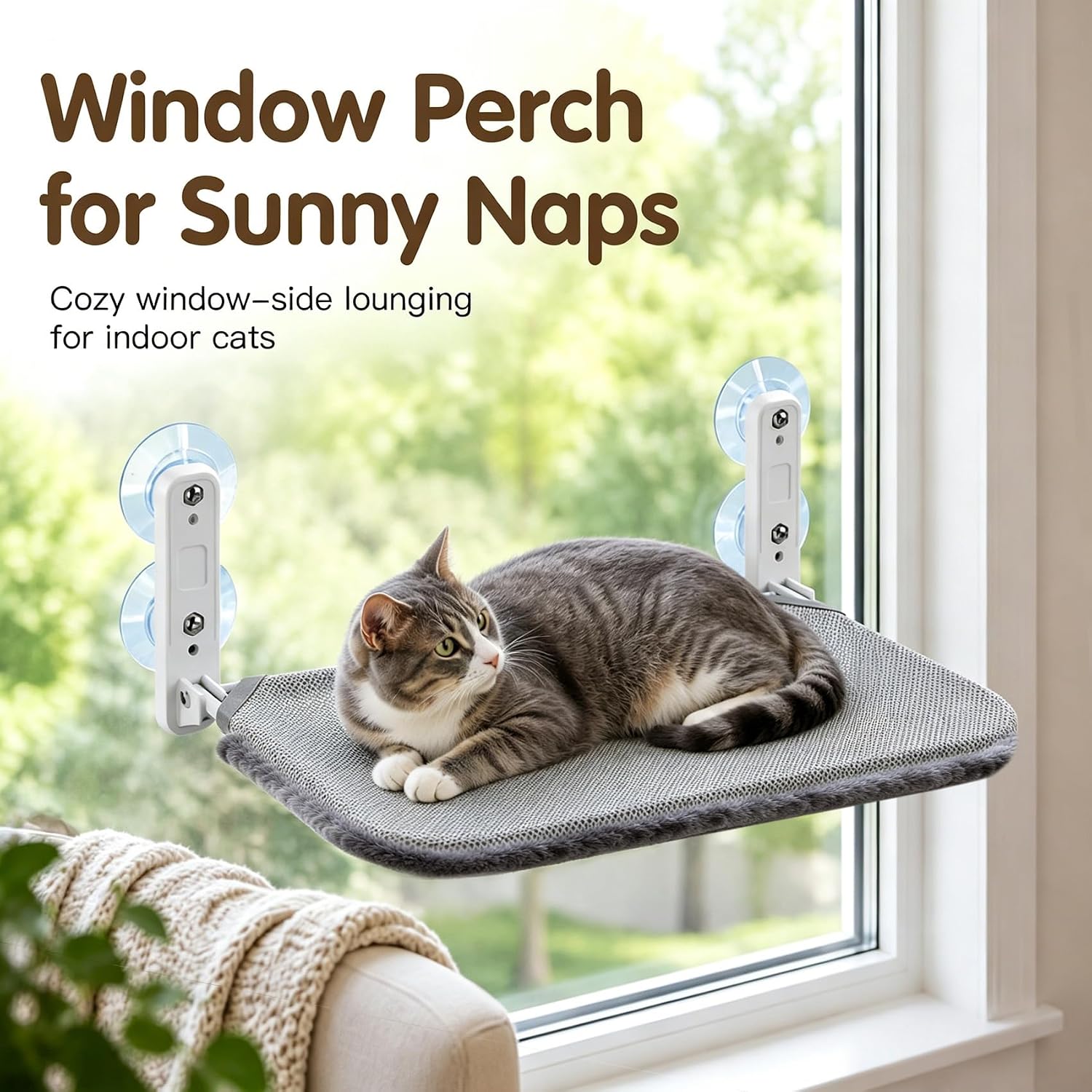 Cat Window Perch, 2-in-1 Reversible Mesh & Fleece Hammock | Sturdy Window Seat for Large Indoor Cats, Holds Up to 33 lbs