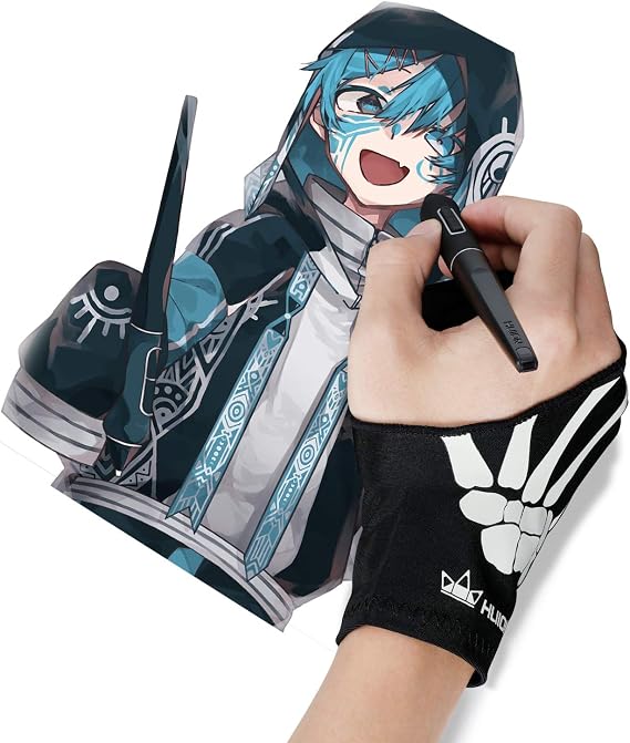 HUION Inspiroy 2 Medium Drawing Tablet with Scroll Wheel 8 Customized Keys, HUION Skeleton Artist Glove