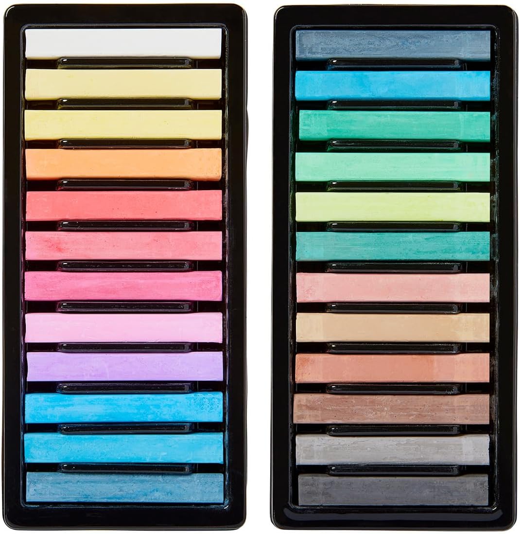 KINGART Pastels Studio Colored Square Chalk 24 Piece, (175-24)