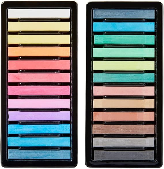KINGART Pastels Studio Colored Square Chalk 24 Piece, (175-24)