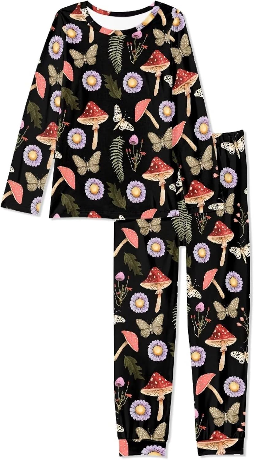 Christmas Women'S Lingerie Sleep & Lounge 3D Print Mushroom Pattern Casual Pajama 2Pcs V-Neck Sleepwear Set