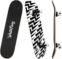 Skates WhiteFang para iniciantes, skate completo 71 x 7,88, 7 camadas de bordo canadense chute duplo padrão côncavo e skates de truques para crianças e iniciantes
