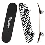WhiteFang Skateboards for Beginners, Complete Skateboard 31 x 7.88, 7 Layer Canadian Maple Double Kick Concave Standard and Tricks Skateboards for Kids and Beginners (Lighting)