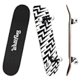 WhiteFang Skateboards for Beginners, Complete Skateboard 31 x 7.88, 7 Layer Canadian Maple Double Kick Concave Standard and Tricks Skateboards for Kids and Beginners