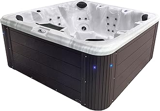 Insight Outdoor Hot Tub, 7-Person 34-Jet, 86-Port Non-Lounger Acrylic Spas with Ice Bucket by Aqualife by Strong Spas