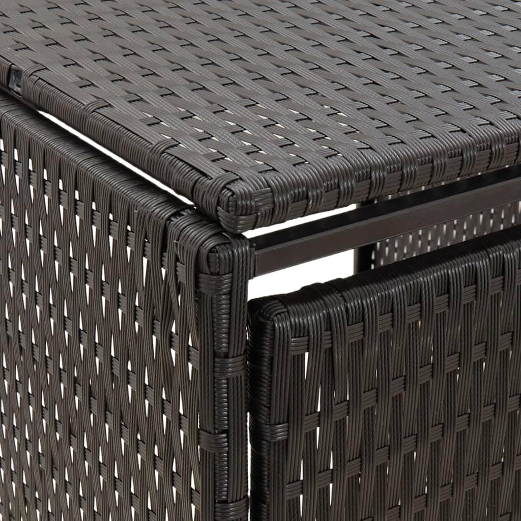 Cache Poubelle Extérieur Quadruple, Abri Rangement de Poubelle Quadruple Noir 274x80x117 cm Résine tressée