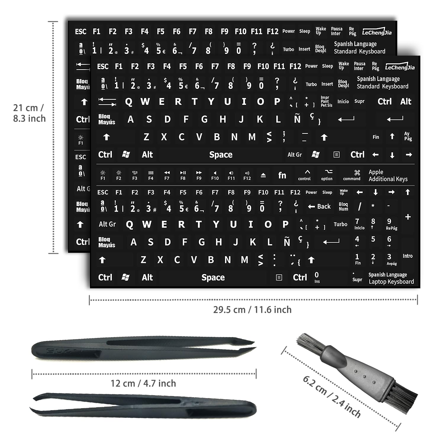 Pegatinas para Teclado Español, 2 Pcs de Repuesto de Letras, para Cualquier Teclado Estándar, Computadora Portátil (Diseño en Español, Mate)