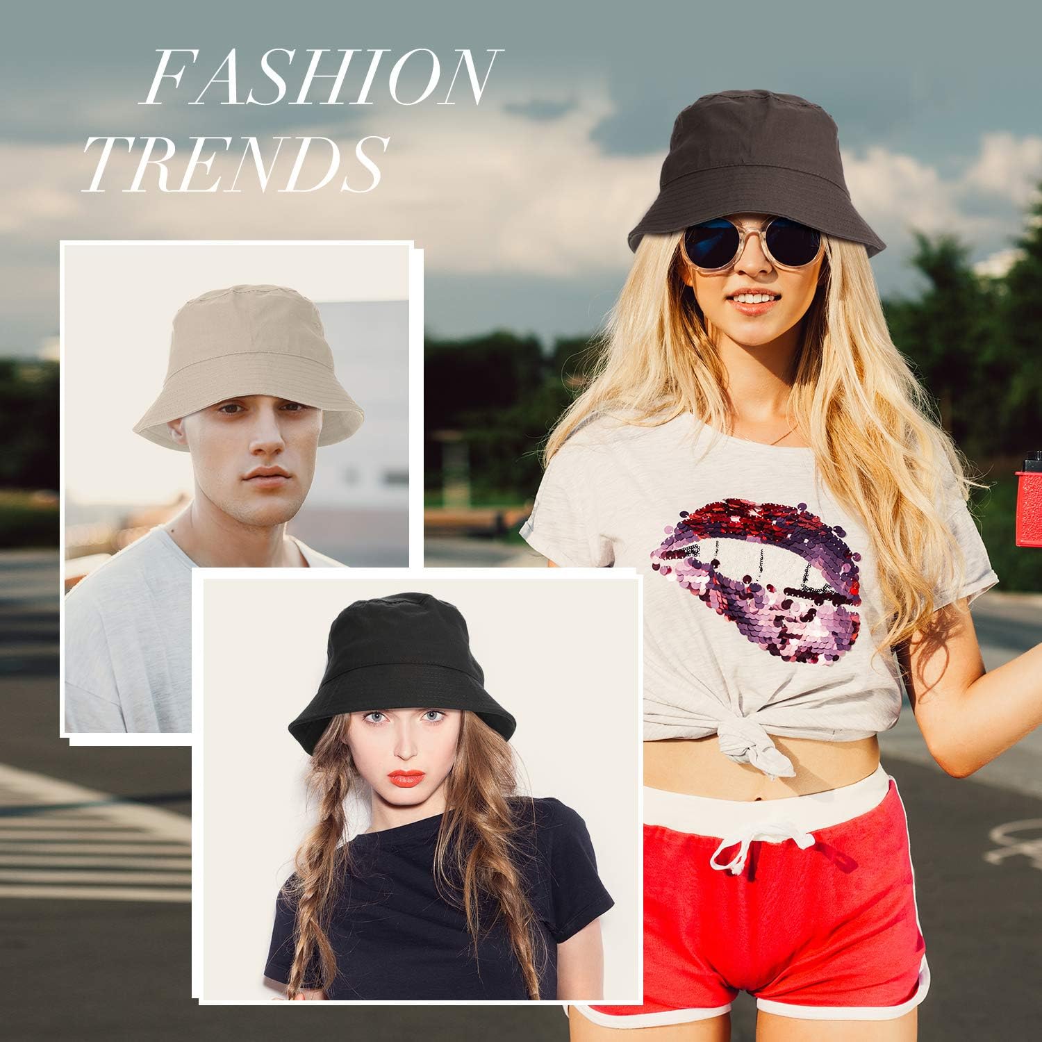 SATINIOR Bucket Hats for Men Women Sun Travel Summer Hat Adult Fishing Breathable Cotton Hat