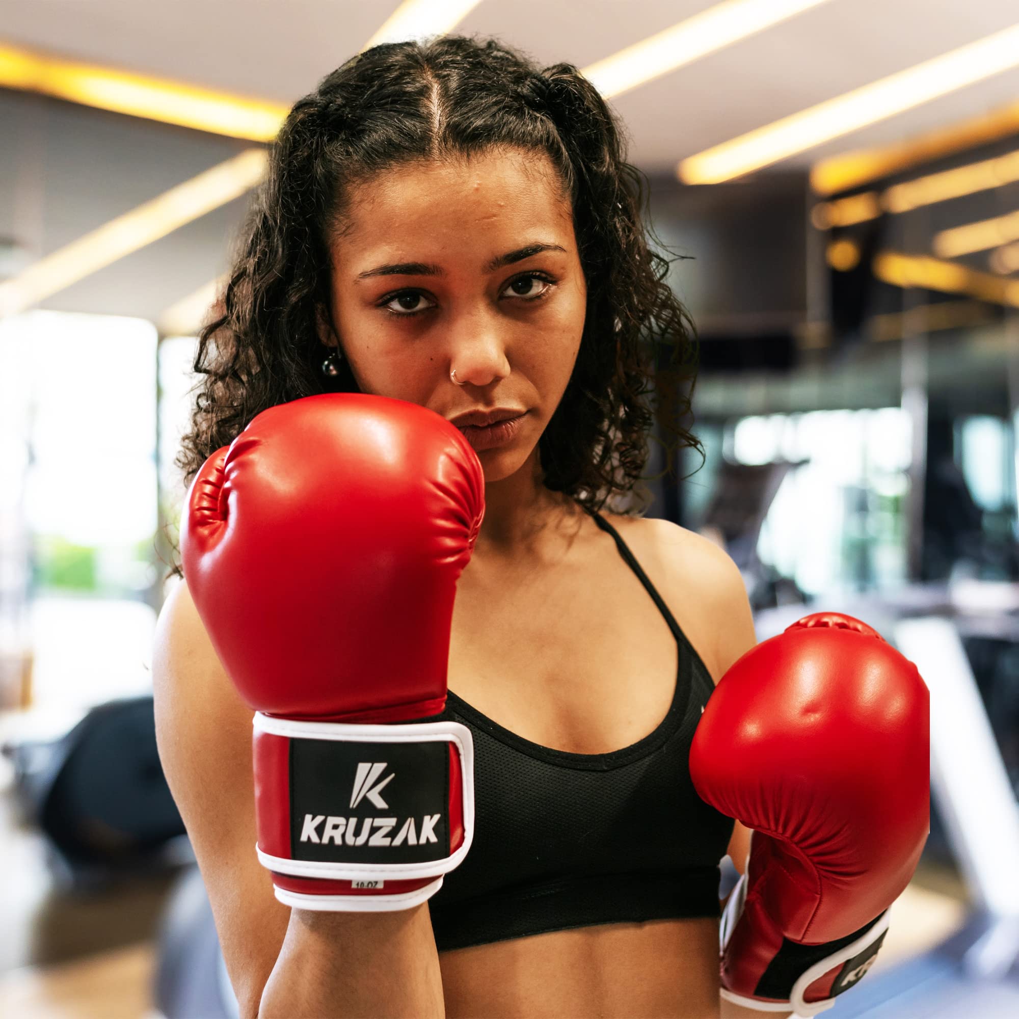 Kruzak Jednokolorowe rękawice bokserskie do sparingów, kickboxingu, muay thai, sztuk walki i walki MMA, dla mężczyzn i kobiet, rękawice treningowe, podkładki do ustawiania ostrości, czerwone, 400 ml