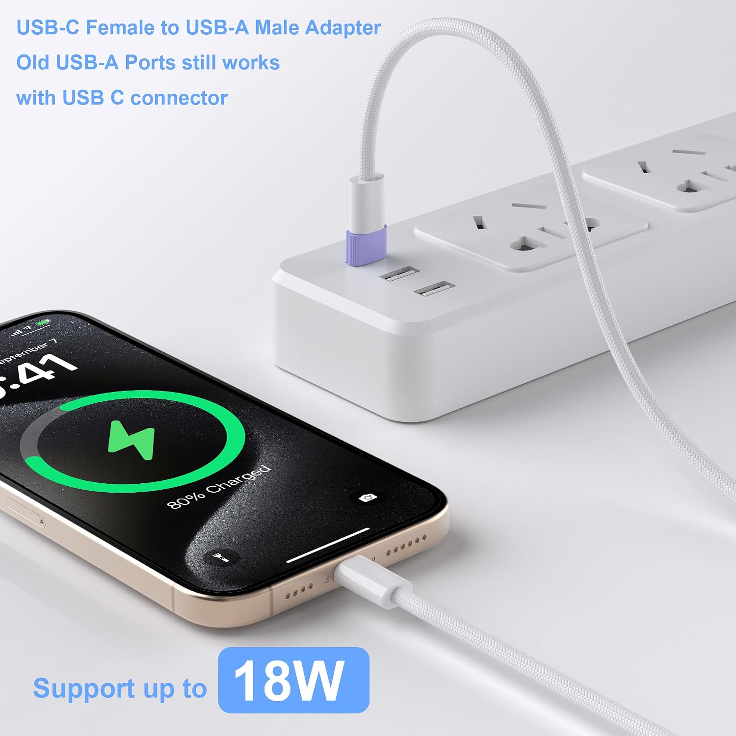usbc to USB Adapter, 3-Pack Purple USB to USB C Adapter, Type C Female to USB A Male Cable Converter Compatible with iPhone 17 16 15 Pro Max, MacBook, iPad, Samsung Galaxy S25 S24