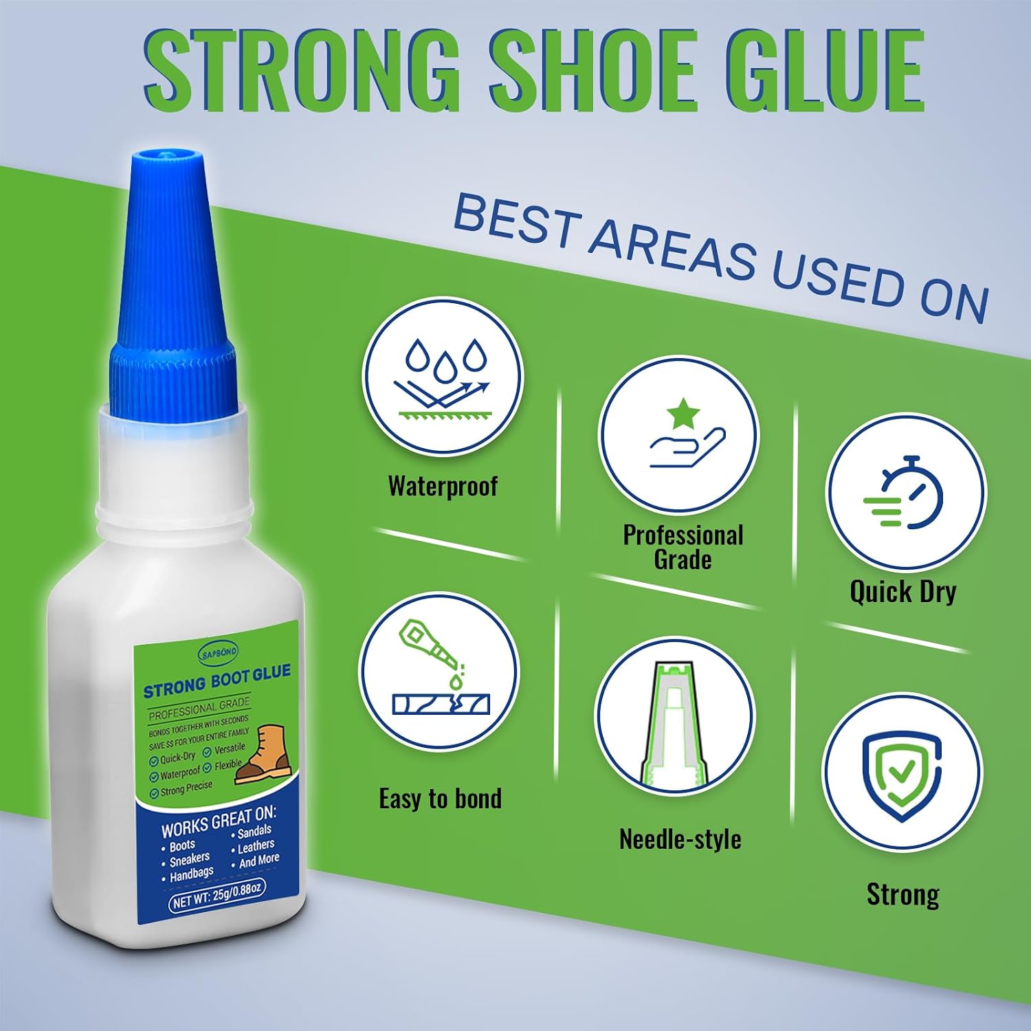 25g Cowboy Boots Glue: Waterproof Professional Glue for Muck, Hiking, Suede, Repair Heel, Working Boot Sole