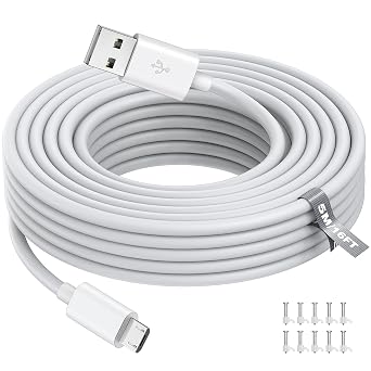 5M/16FT Micro USB Power Extension Cable Compatible with Wyze Cam V3, Wyze Cam Outdoor, Blink Camera, Kasa, Arlo Essential, Eufy, Yi, Nest Cam Indoor, Power Charging Cord for Home Security Camera