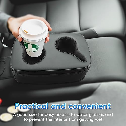 Miniatura 3 de MARCHFA Bandeja para portavasos de automóvil, soporte para bebidas para el asiento trasero, accesorios para sofá, soporte para tazas, bandeja para