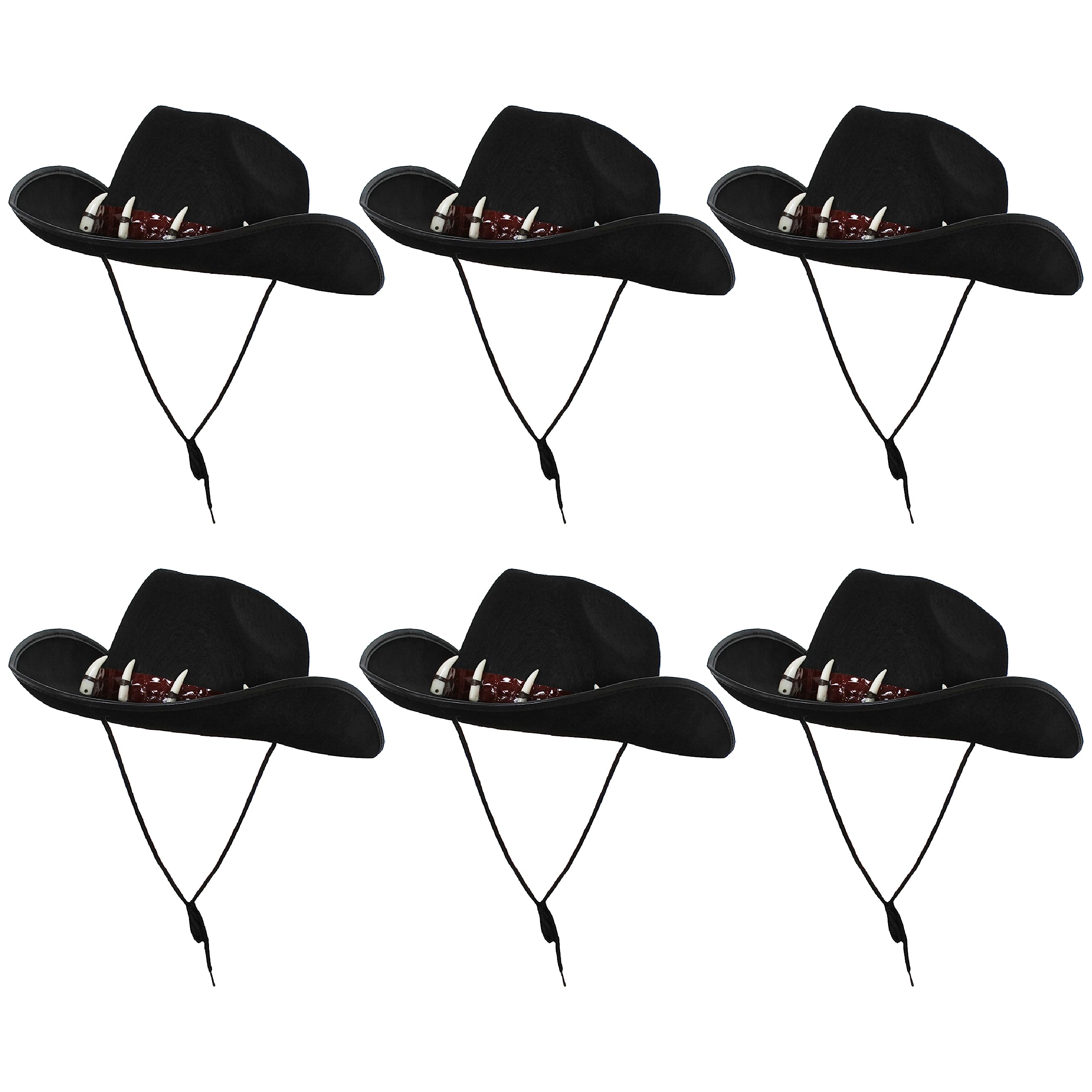 SOMBRERO DE AUSTRALIANO SOMBRERO ESTILO VAQUERO CON DIENTES DE COCODRILO FALSOS EN FRENTE ACCESORIO DE DISFRAZ DE AUSTRALIANO PARA ADULTOS PERFECTO PARA COMPLETAR DISFRACES (6 UNIDADES)