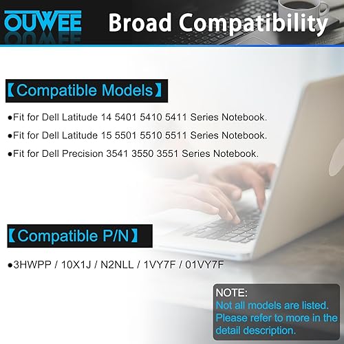 Miniatura 3 de 3HWPP - Batería de repuesto para laptop Dell Latitude 5401 5410 5411 5501 5510 5511 Precisión 3541 3551 Inspiron 7706 2 en 1 Inspiron 17 7500/7506 2