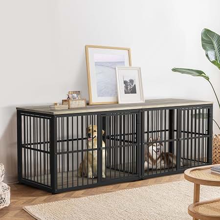 Amazon.com: Lyromix 86.62'' Dog Crate Furniture Large Breed TV