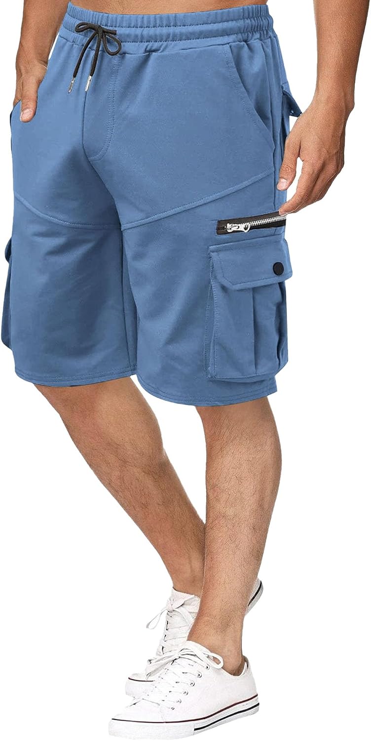 Maiyifu-GJ Men's Casual Athletic Cargo Shorts Elastic Waist Workout Running Shorts Summer Lightweight Jogger Short Pants