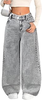 SHENHE Girl's Baggy Jeans Wide Leg Y2k Denim Pants Jeans Streetwear | Elastic Waist, Y2k, Streetwear, Wide Leg Jeans