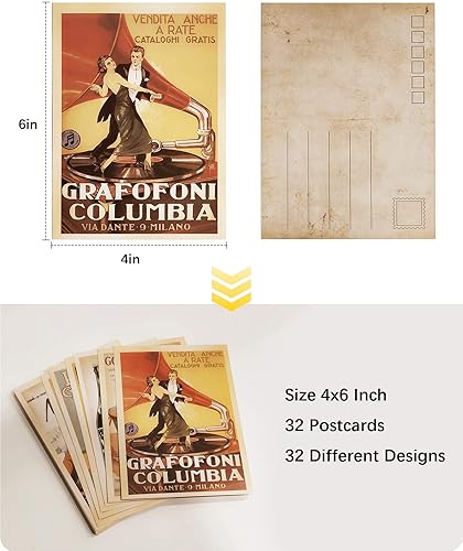 Miniatura 2 de Fancyoung 32 unidades, 1 juego de pósteres antiguos retro vintage, tarjetas de felicitación, regalos de recuerdo para vale la pena coleccionar