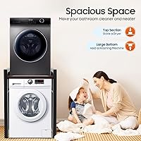 Vista 2 de Soporte apilable para lavadora y secadora con estantes ajustables, estante de almacenamiento para lavadora y secadora, ahorro de espacio, kit
