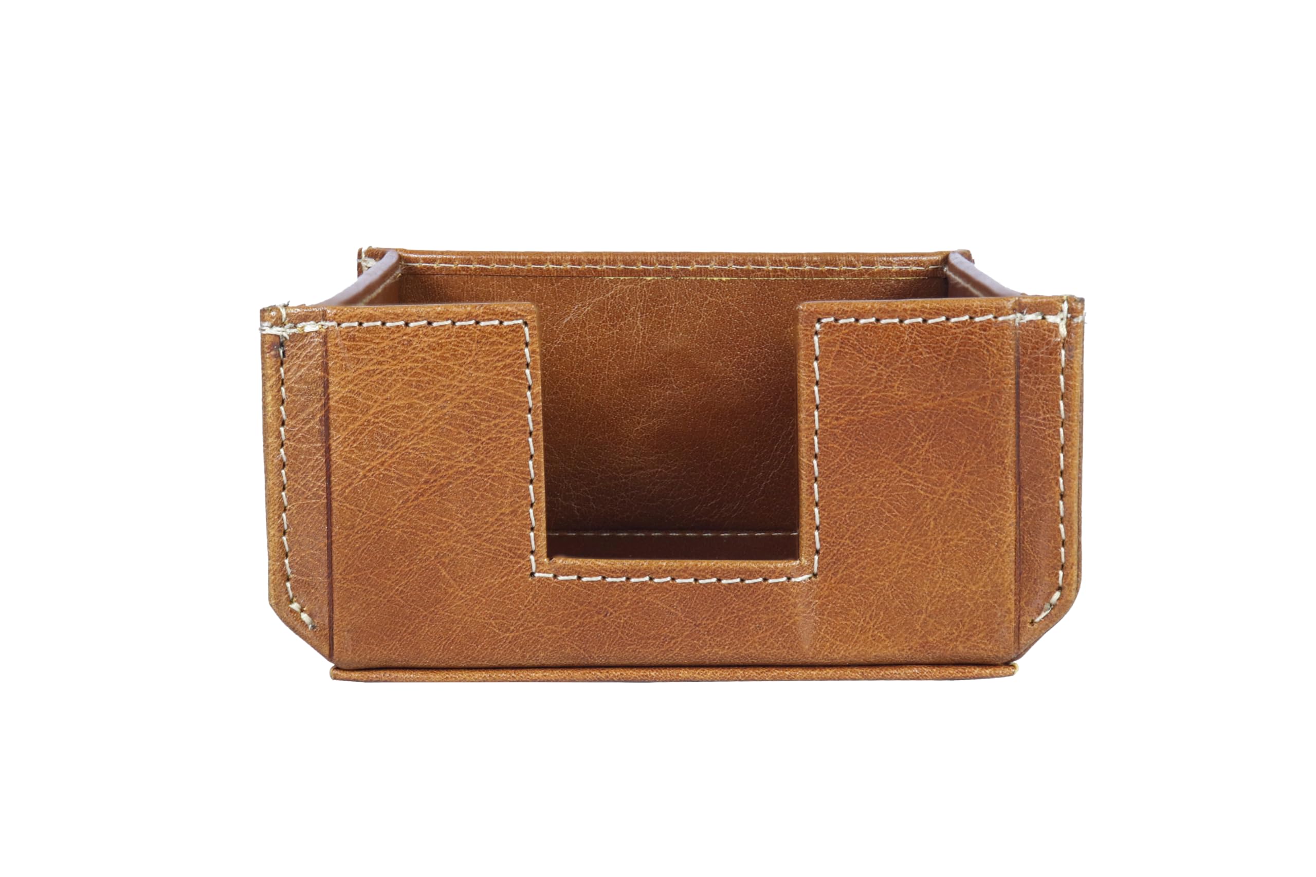 Alpenleder Notizzettelspender - Modell: PACKERL (Handgefertigt) - Nachhaltiges Bio-Leder aus regionaler Landwirtschaft | Notizblock Ablage leder *Fair Produziert* (10x10cm) (Cognac)