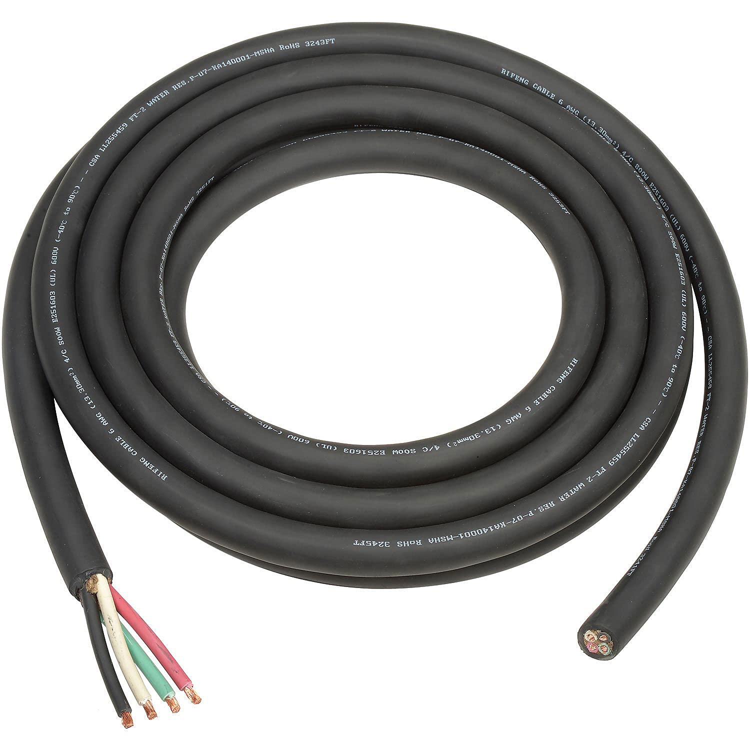 Global Industrial 25' L Cable SO 6/4 Wire for Salamander Heater, with Terminals