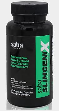 Saba SlimGenixTM Thermogenic Metabolism & Belly Fat Burning with CapsiMax, ForsLean & Chromium Energy, Appetite Control, Focus & Weight Management for Women & Men 60 Count