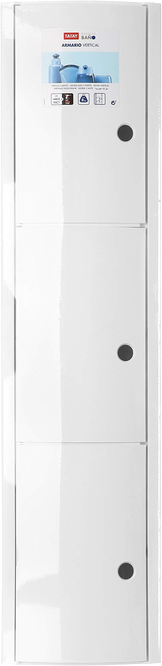 Tatay 4480001 Meuble De Bain Vertical Avec 3 Portes Plastique Glace 22 X 10 X 90 5 Cm Amazon Fr Cuisine Et Maison