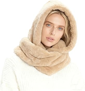 Lina & Lily Faux Fur Hood & Infinity Scarf Combo Winter Head Neck
