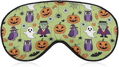 Super Smooth Soft Happy Halloween Party Pumpkin Skull Zombie Sleeping Mask with Adjustable Strap for Travel Work Shift Sleep Naps - Block Out Light Sleeping Eye Mask