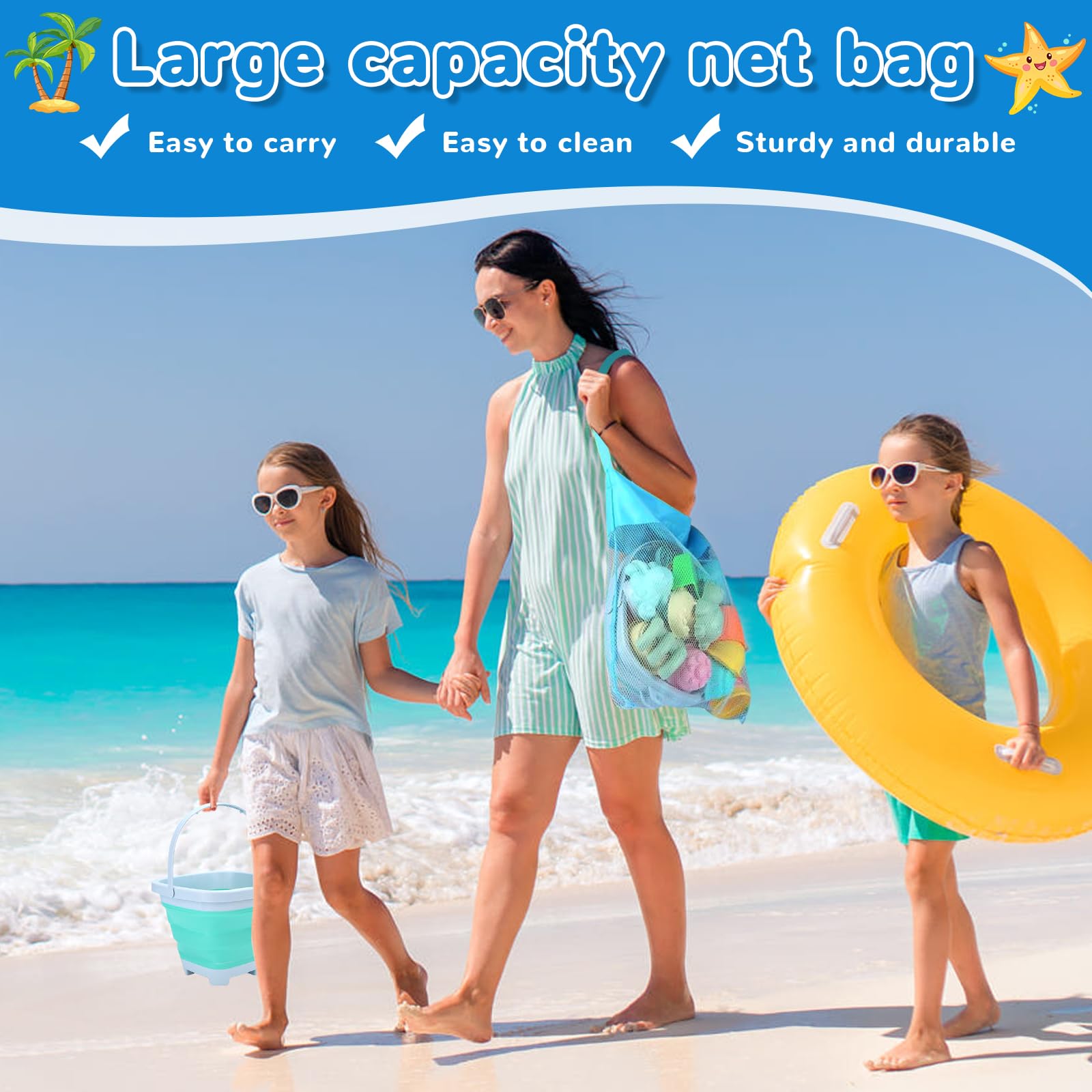 Juguetes de arena para la playa para niños, 18 unidades, juego de juguetes de arena con cubo, pala, moldes de arena, juguetes a partir de 2, 3, 4, 5 años