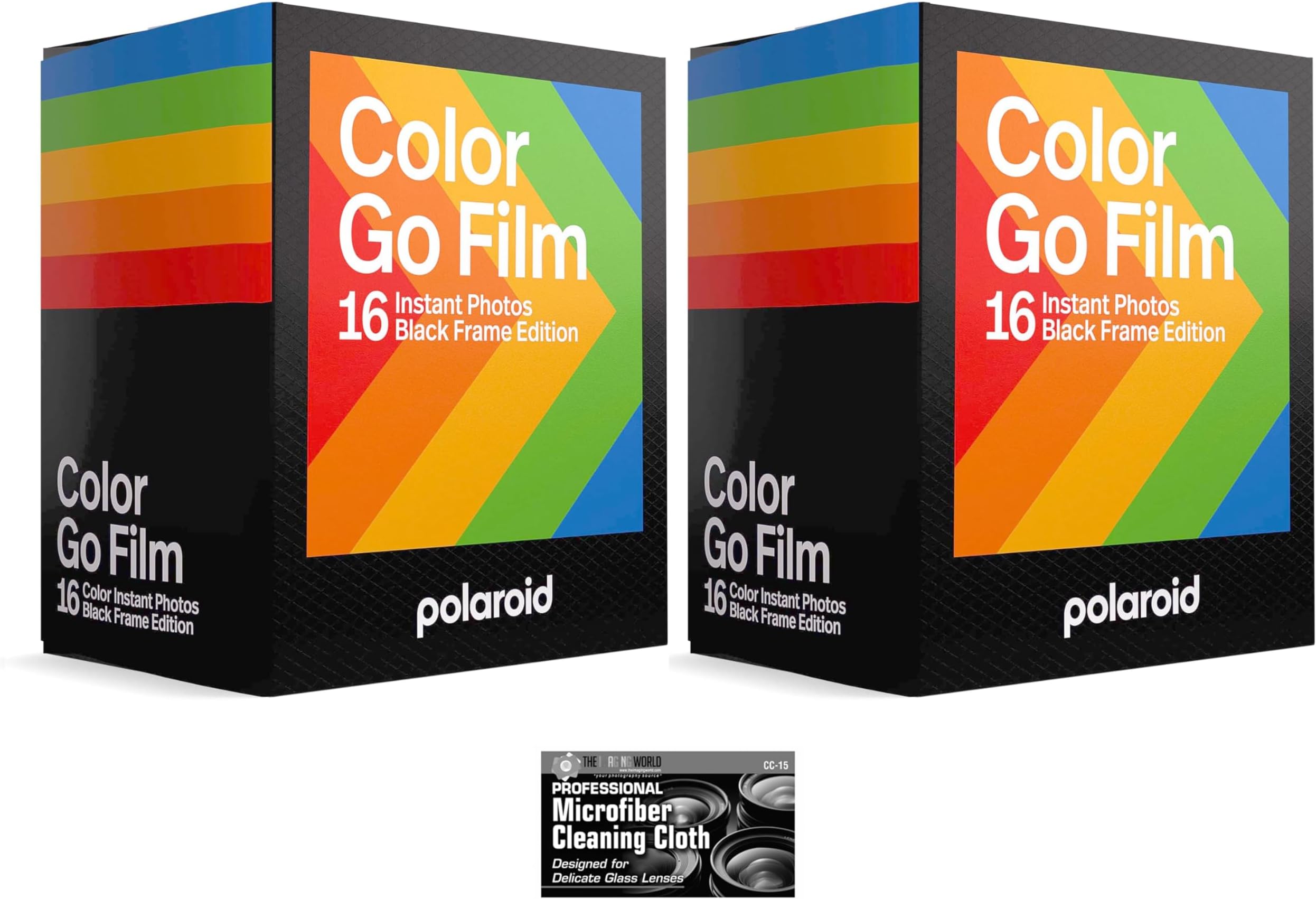 Polaroid Originals Go Instant Color Film - Black Frame - for Polaroid GO Camera - 2 Double Packs with Cloths (32 Photos)