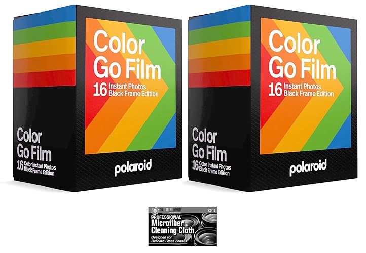 Polaroid Originals Go Instant Color Film - Black Frame - for The Polaroid GO Camera - 2 Double Packs with Cloth (32 Photos) - Black Frame