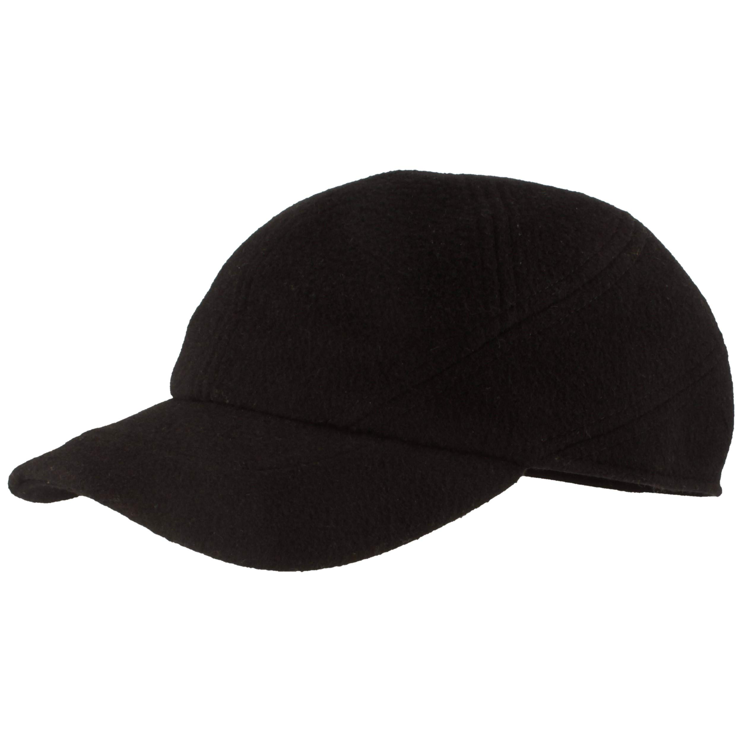Gorra de béisbol ancha para invierno, gorra de béisbol con membrana de teflón y protección para los oídos plegable, de lana con forro acolchado. Negro 60