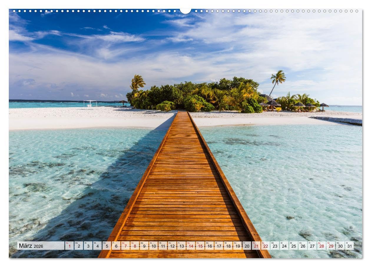 Malediven - Reise in ein Naturparadies (Wandkalender 2026 DIN A2 quer), CALVENDO Monatskalender: Wunderschöne Inseln der Malediven (CALVENDO Natur)