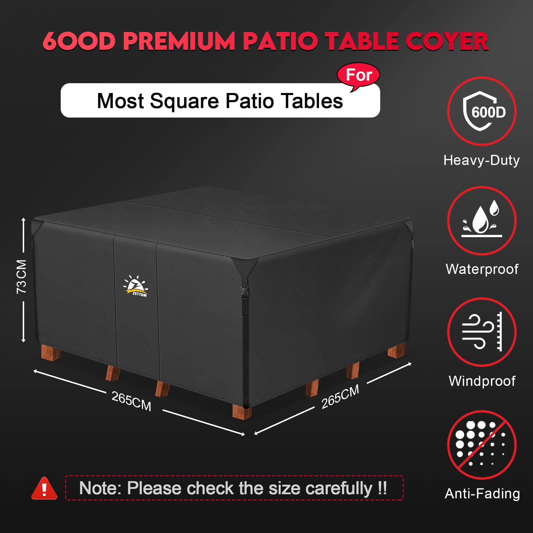 Hightquro Copertura Per Mobili Da Patio Impermeabile 600D - 320x320x71 Cm