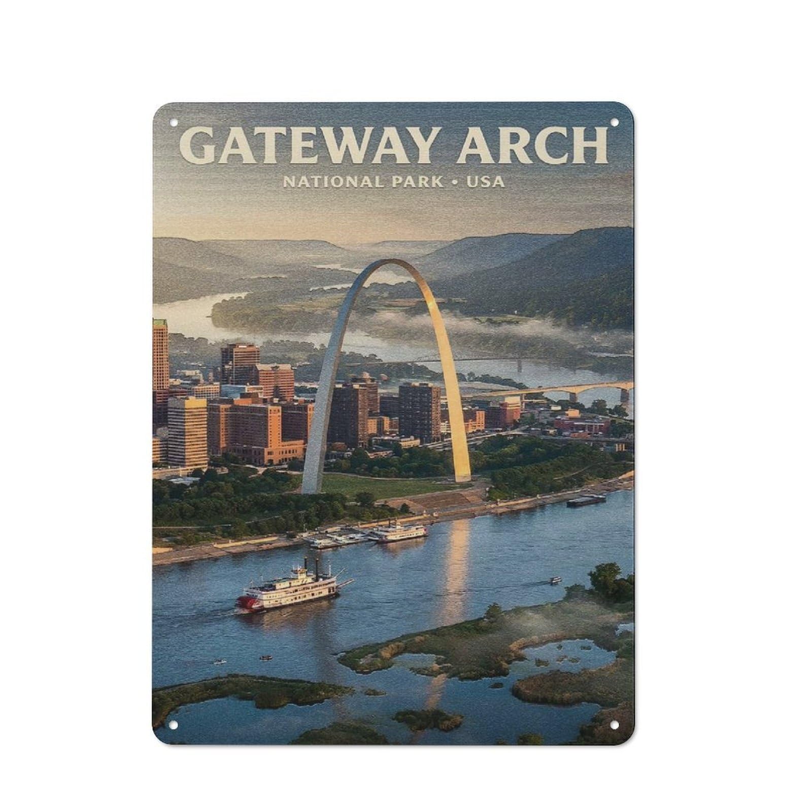 Junmoney Style-23 Gateway Arch National Park Printed Metal Sign 40X30cm For Man Cave Or Games Room, Suited To Games Room Collectors