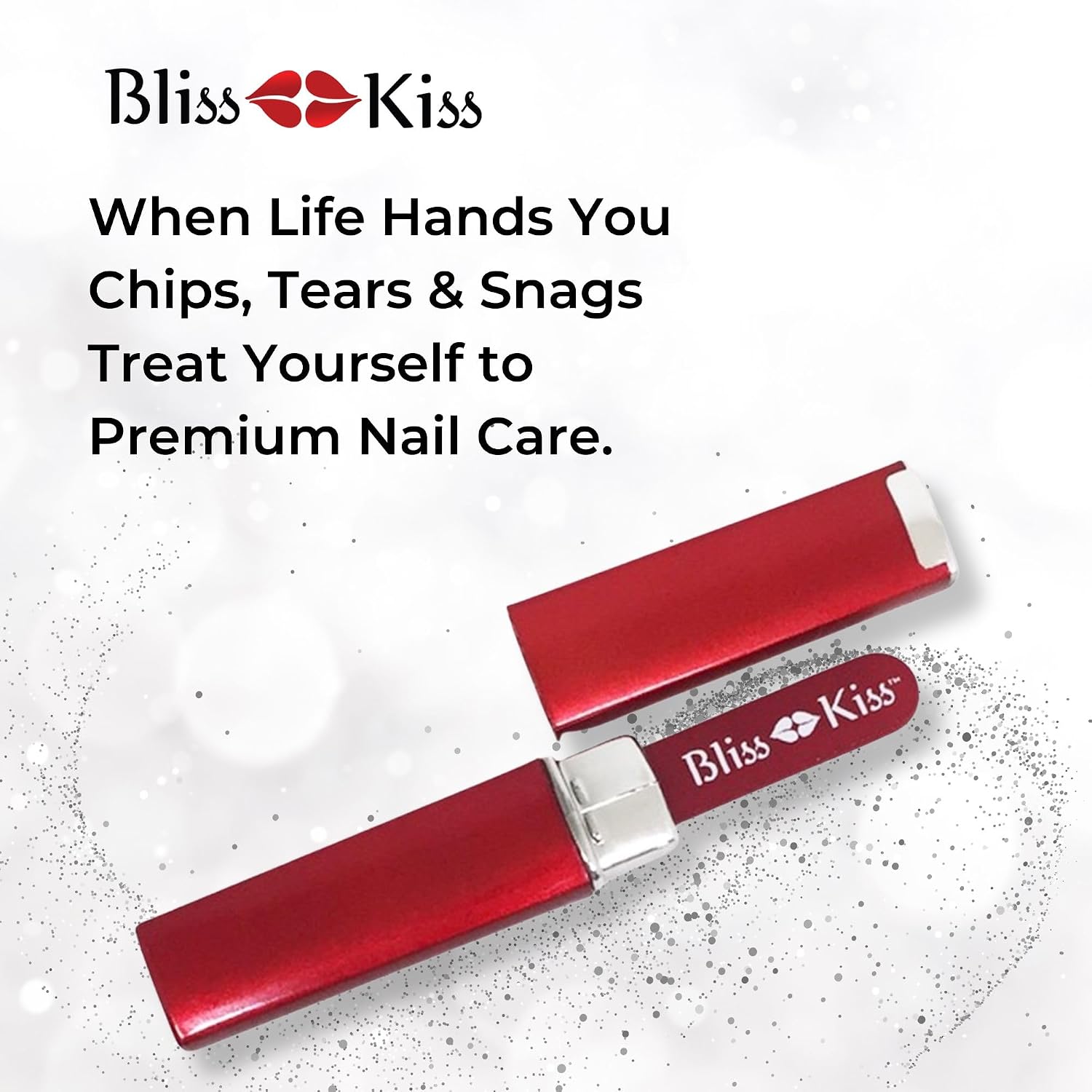 Bliss Kiss Simply Crystal Czech Glass Nail File, Small, with Case
