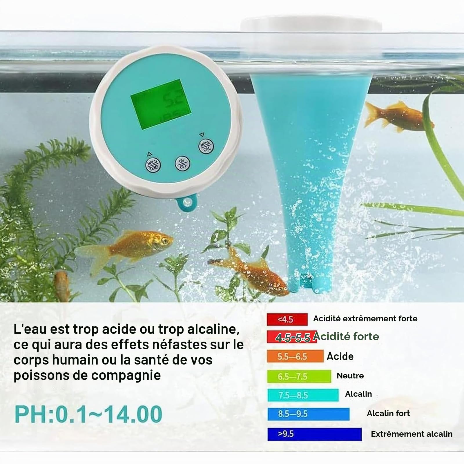 Détecteur Qualité L'eau, Testeur Qualité L'eau Piscine, Compteur 6 En 1 Avec Bluetooth, Mesure Professionnelle Du PH, Redox, Chlore, EC Et Température, Adapté L'eau Potable Maison Culture Hydroponique