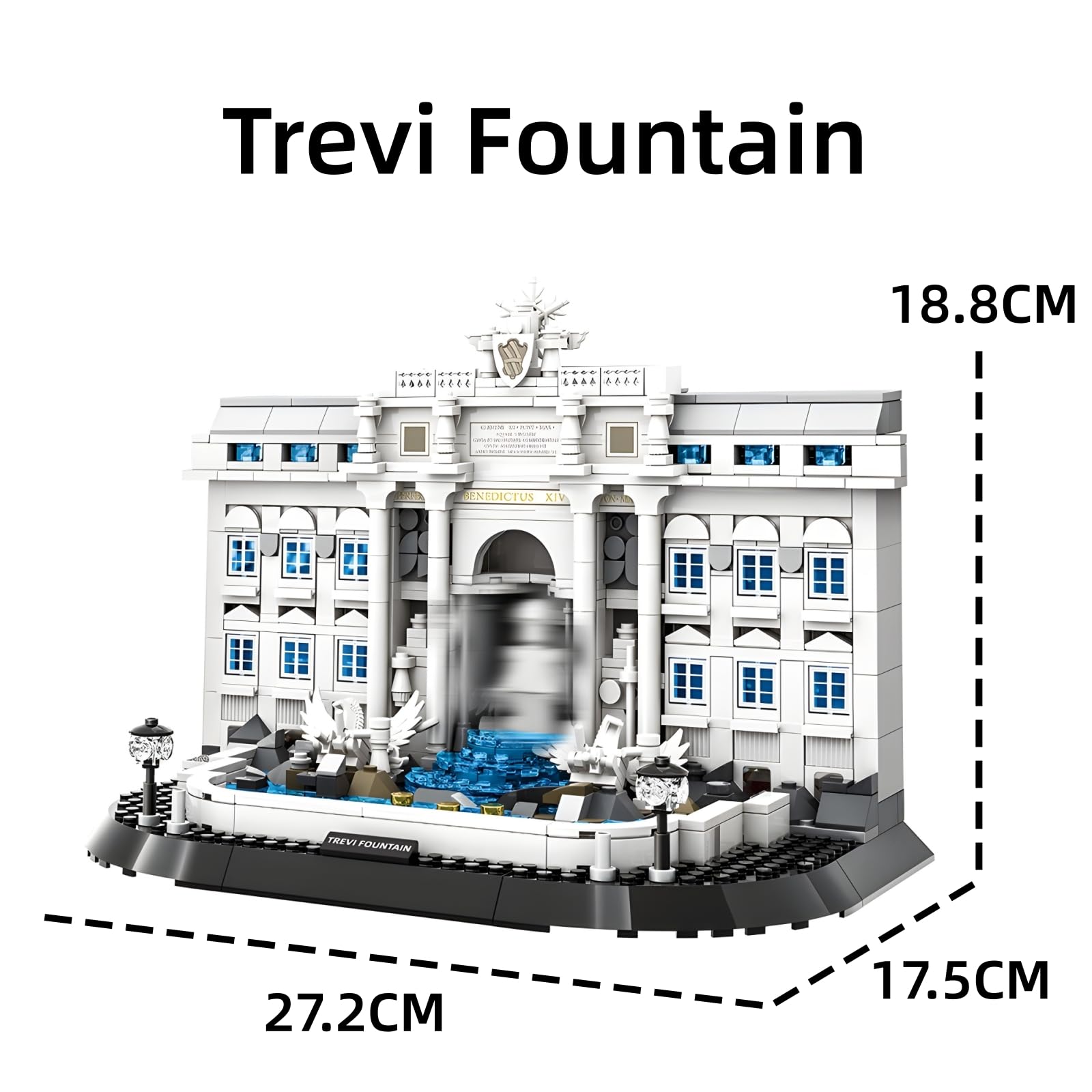 Trevi Brunnen Architektur Bausteine Set, Creator Wahrzeichen Architektur Klemmbausteine Modell, Trevi Brunnen Weltberühmte Gebäude Dekor, Geschenk für Architecture Begeisterte (650 Teile)