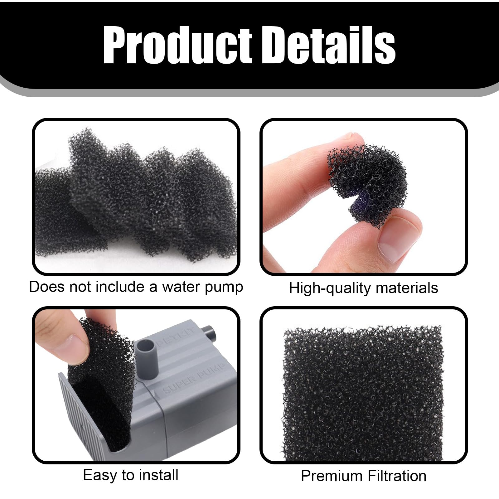 50PCS Foam Filters Replacement for Petkit Eversweet 3 Pro Pet Fountain Black Cat Sponge Water Filters Compatible with — view 3