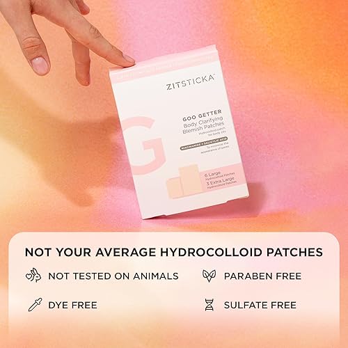 Miniatura 6 de ZitSticka Parches corporales hidrocoloides  Paquete de 9 parches clarificantes GOO GETTER para acné  Tratamiento del acné exfoliante e hidratante de