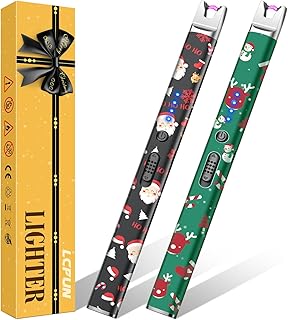 2 Pack Christmas Candle Lighter Gifts for Women, Electric USB Rechargeable Plasma Arc Lighter with Safety Lock, Windproof Flameless Long Lighters for Candle, Grill, Stocking Stuffers for Women
